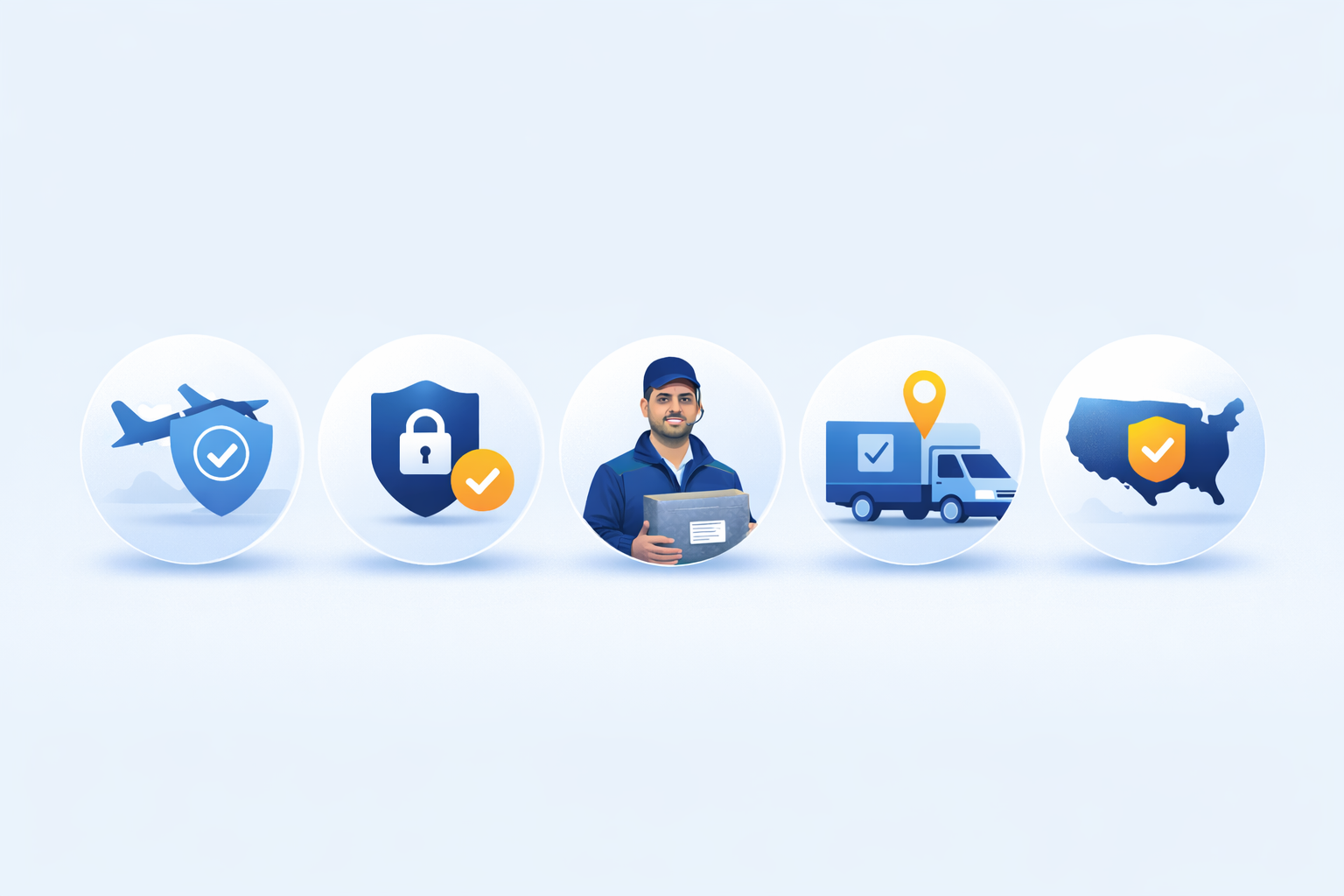 VimaanDesk Trust Badges: Airport Authorized, Security Cleared, Verified Pickup, Trackable Delivery, Trusted Nationwide